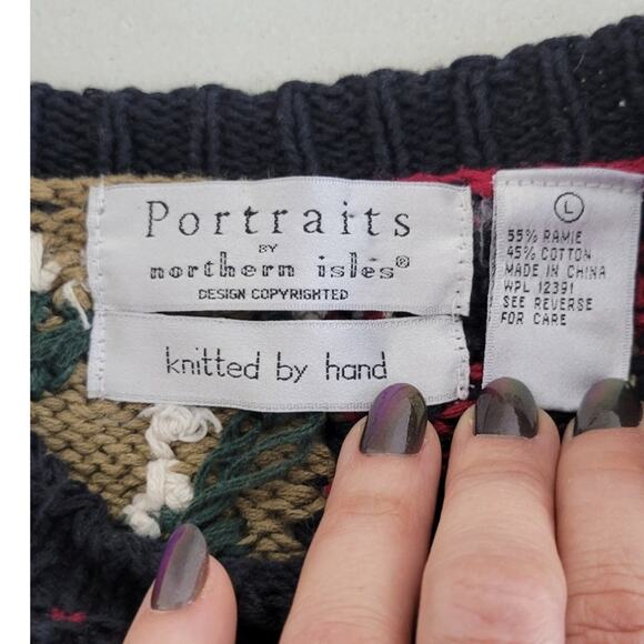 Portraits by Northern Isles Hand Knitted Sweater Womens Large Cabin Cottage Core - Picture 10 of 10